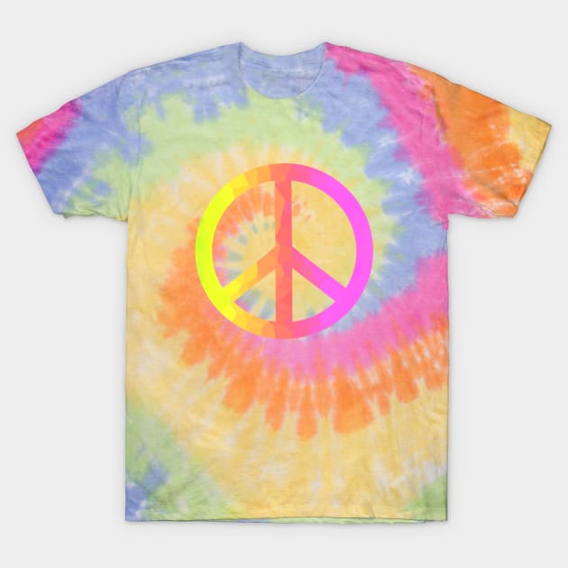 PEACE Sign Yellow Pink T-Shirt by SartorisArt1